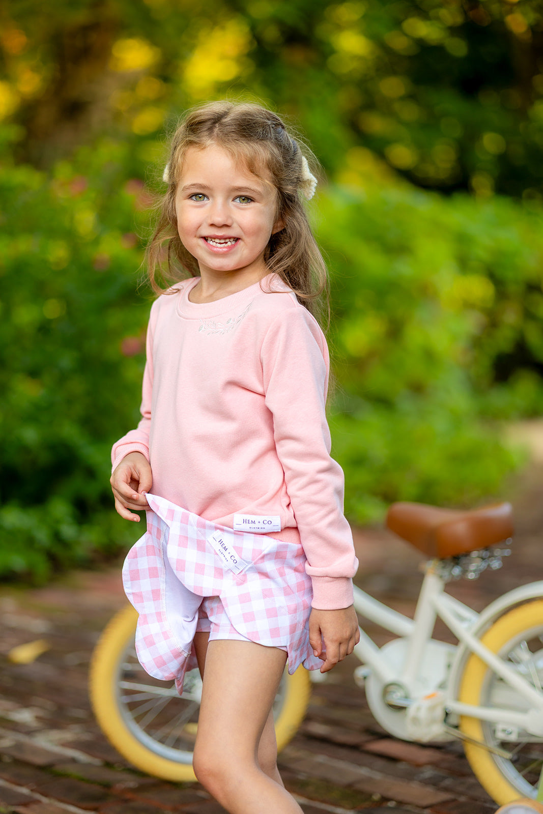 Fall Gingham Scalloped Skort- Autumn Rose (RTS)