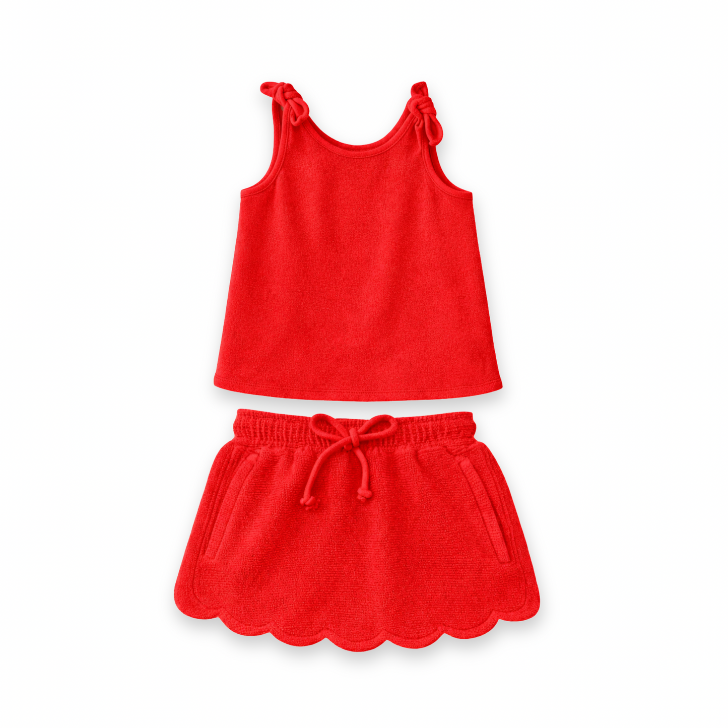 Terry Cloth Swim Cover Set- Red