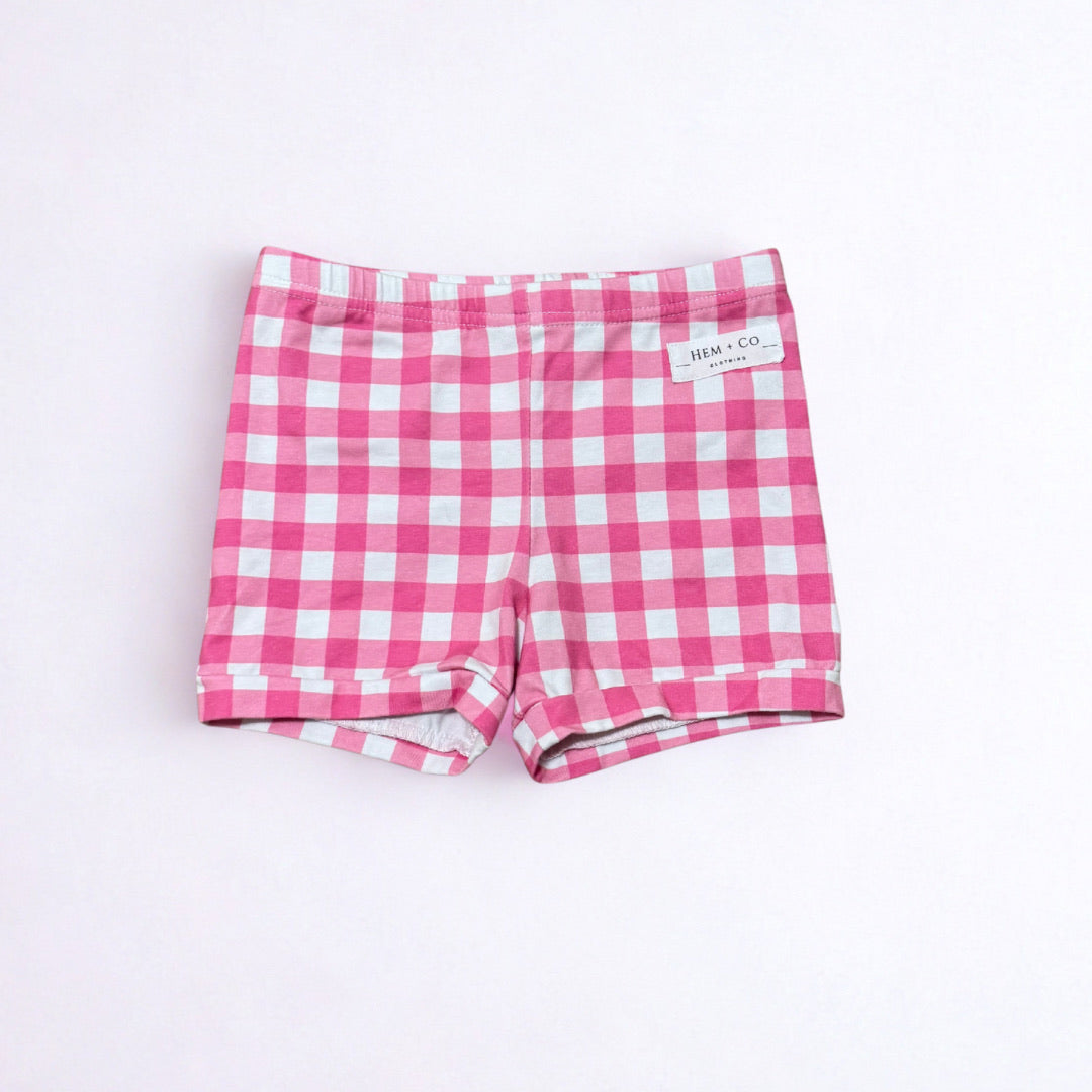 Pick n' Play Shorts- Pink Gingham (RTS)
