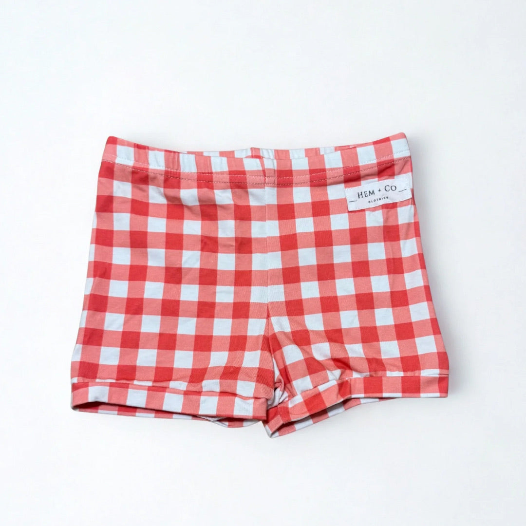Pick n' Play Shorts- Red Gingham (RTS)
