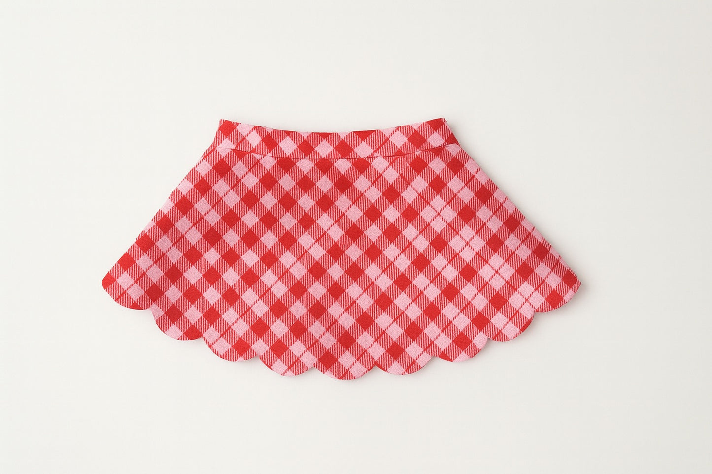 Scalloped Skort- Valentine’s Plaid (RTS)