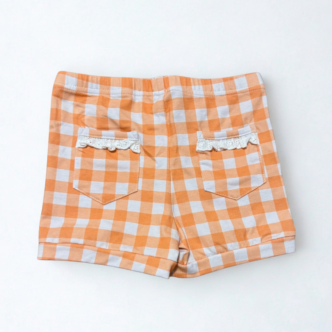 Pick n' Play Shorts- Orange Gingham (RTS)
