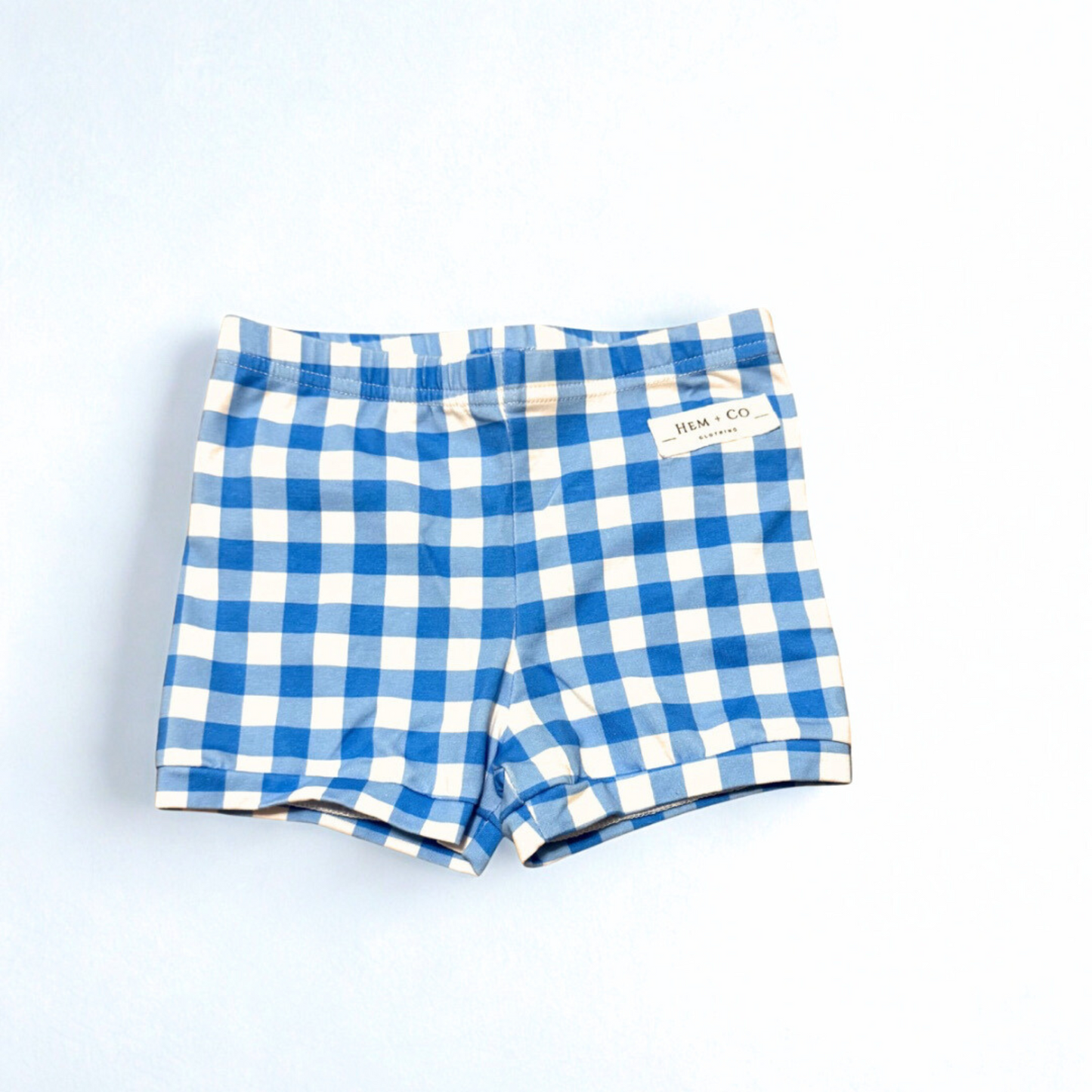 Pick n' Play Shorts- Blue Gingham (RTS)