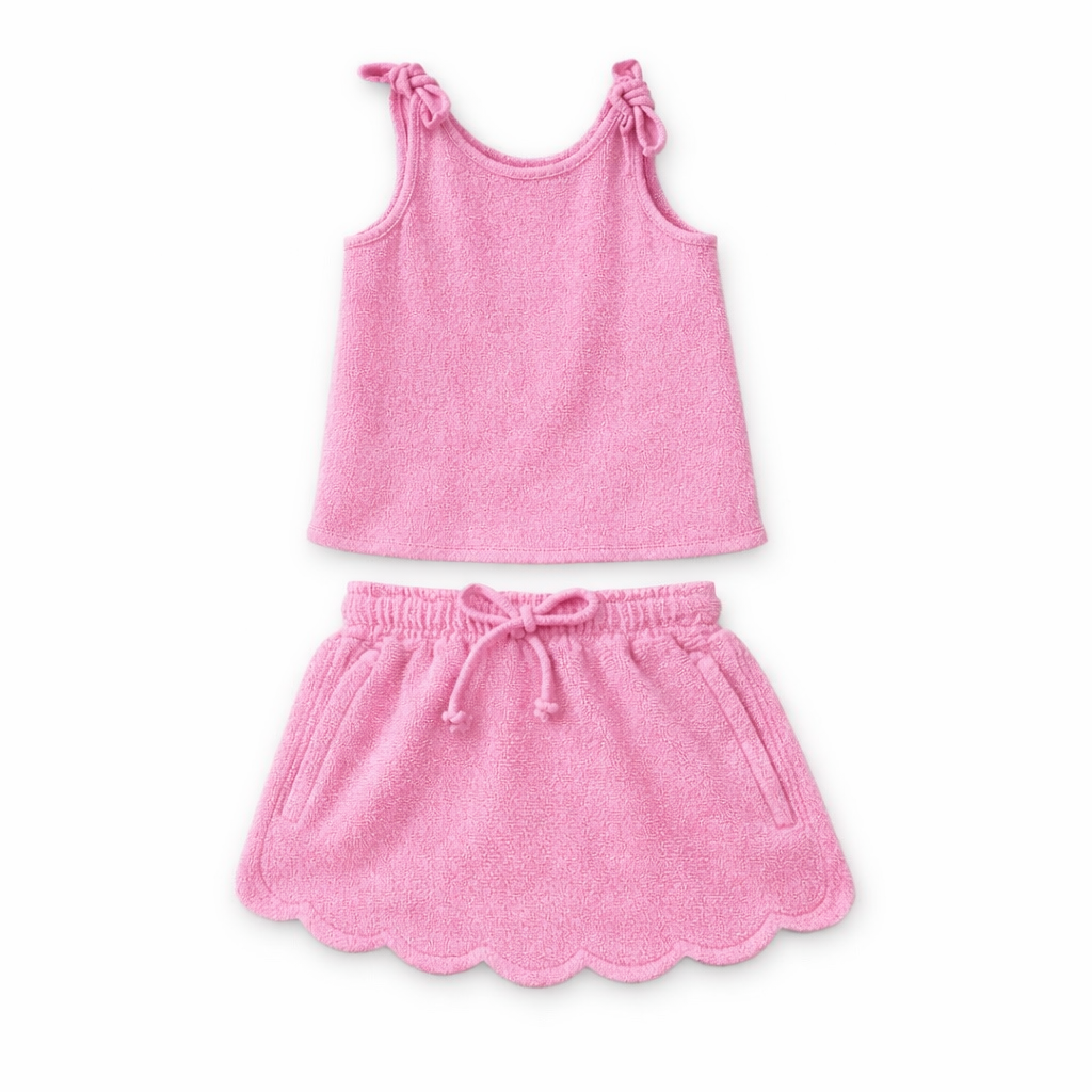 Terry Cloth Swim Cover Set- Pink (RTS)