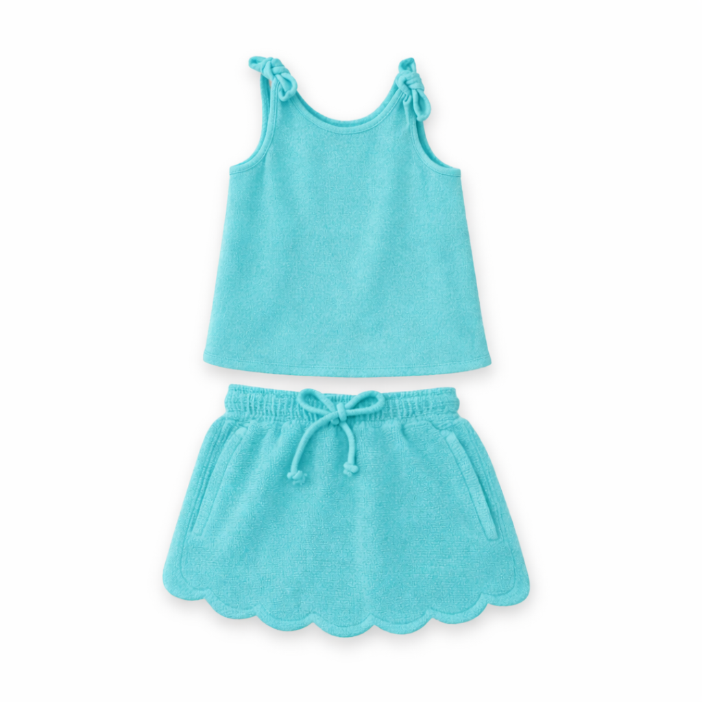 Terry Cloth Swim Cover Set- Aqua (RTS)