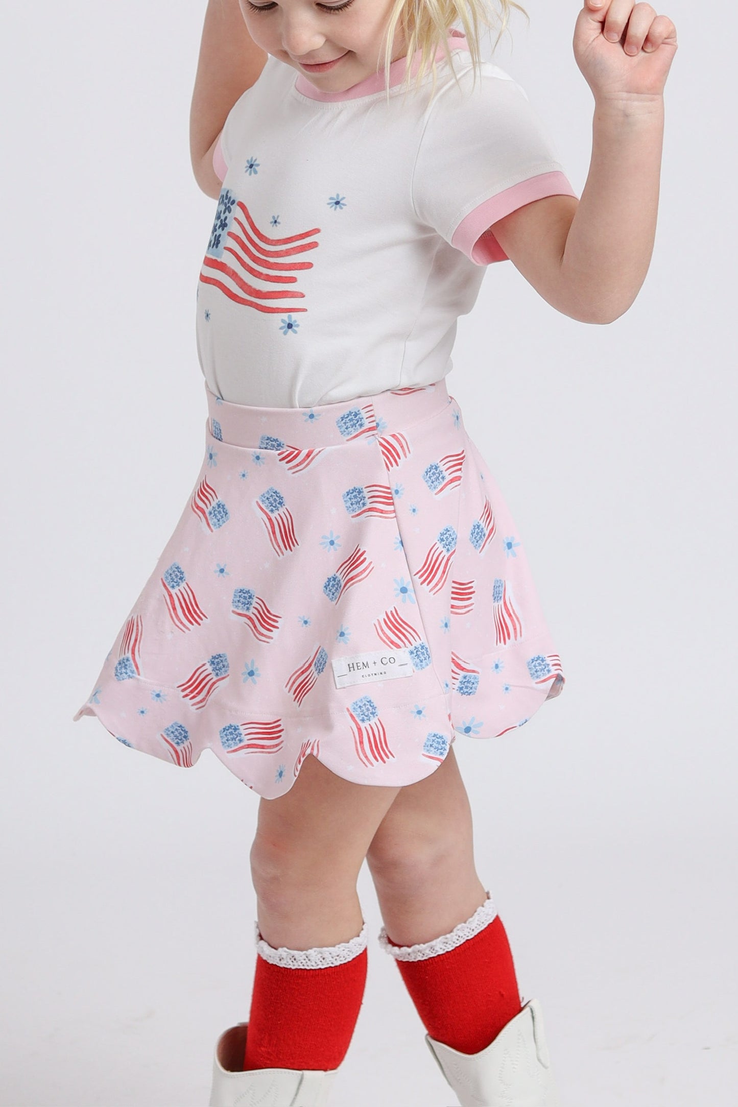 Red, White, and Bloom Skort- Athleisure (RTS)