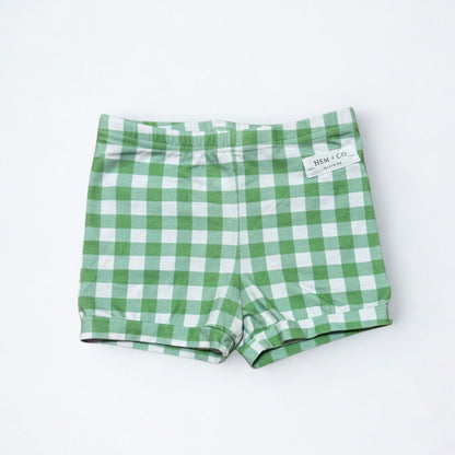 Pick n' Play Shorts- Green Gingham (RTS)