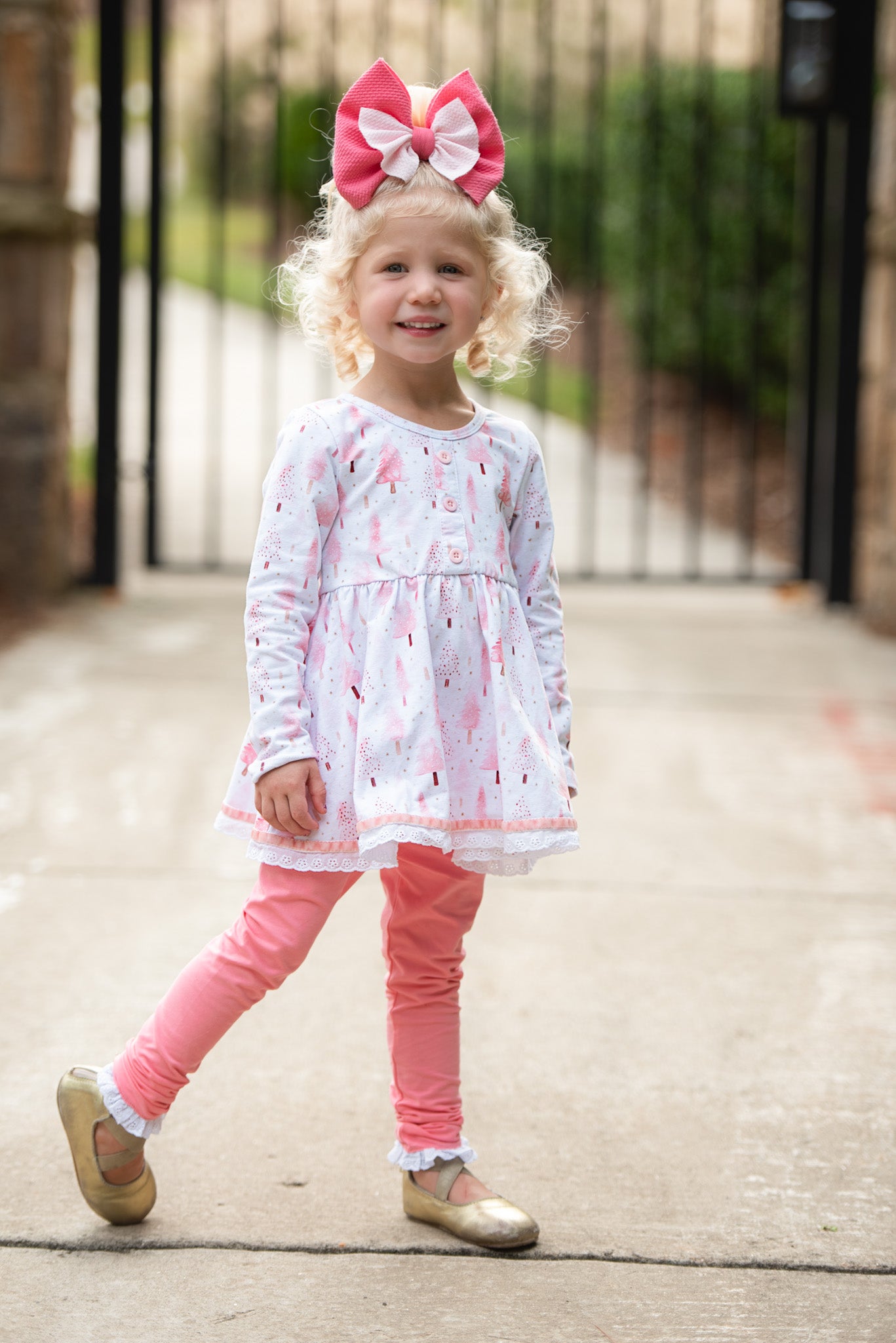 Pink Christmas Maddie SHORT SLEEVE TUNIC ONLY Hem Co Clothing