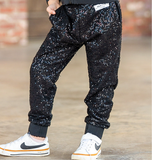 Sparkle Joggers- Black (RTS)