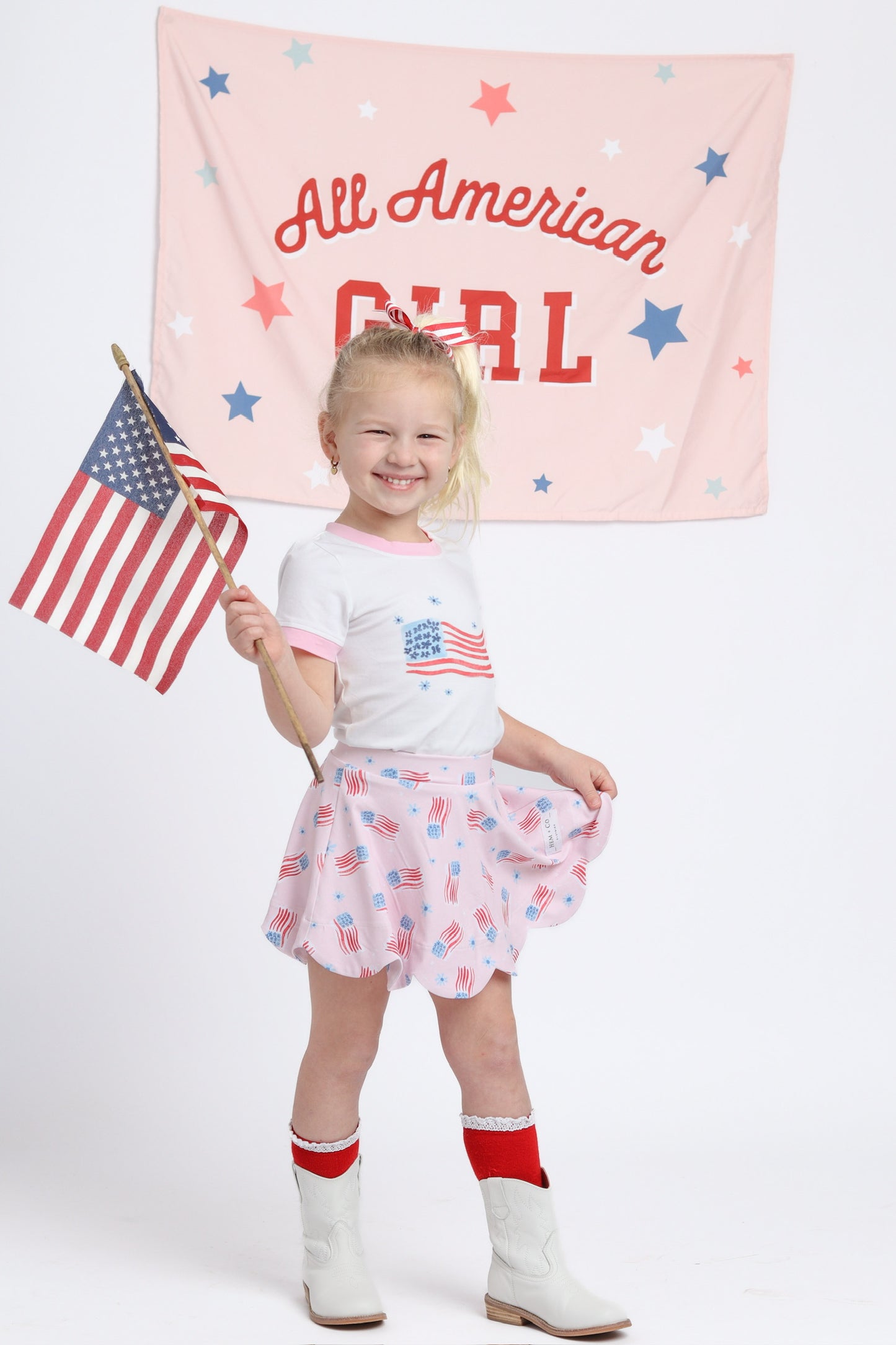 Red, White, and Bloom Skort- Athleisure (RTS)