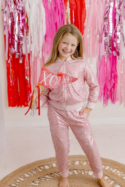 Sparkle Joggers- Pink (RTS)
