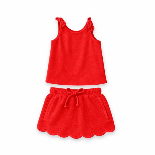 Terry Cloth Swim Cover Set- Red