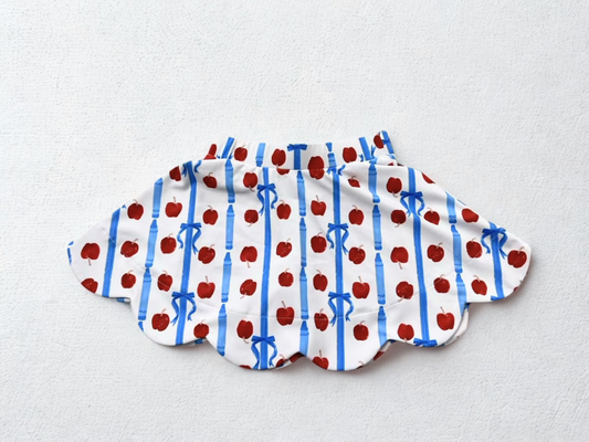 Apple & Bows Scalloped Skort- Athleisure (RTS)