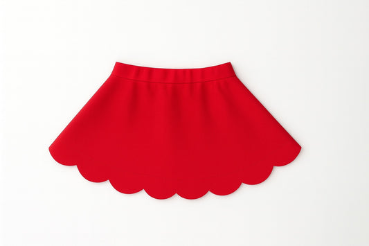 Scalloped Skort- Red (RTS)
