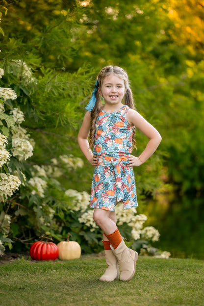 Pumpkin Petals Floral Skort (Preorder)