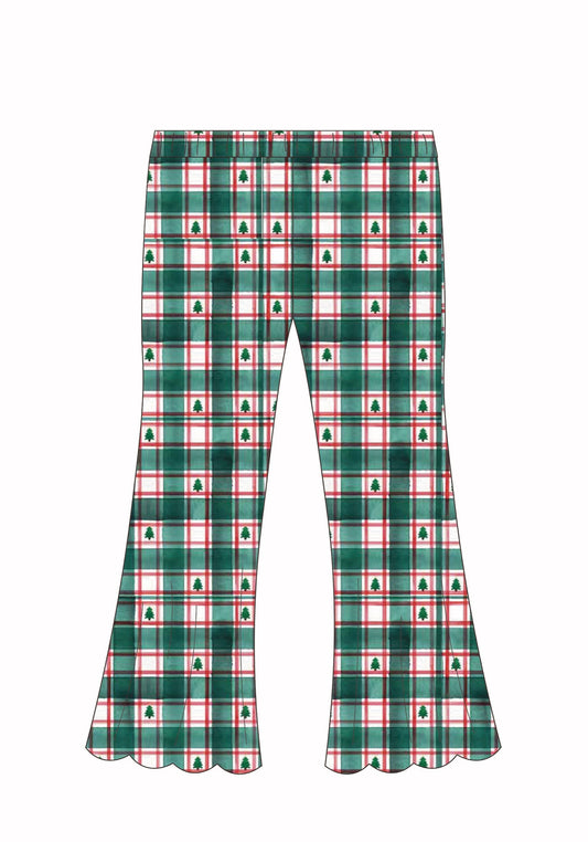 Flare Leggings- Christmas Plaid (RTS)