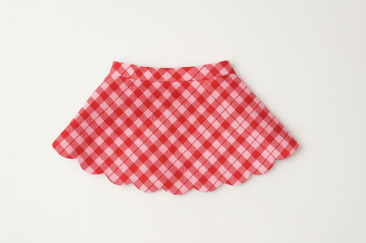 Scalloped Skort- Valentine’s Plaid (RTS)