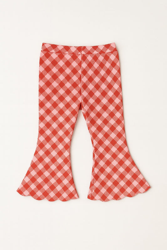 Cotton Flare Leggings- Valentine’s Plaid (RTS)