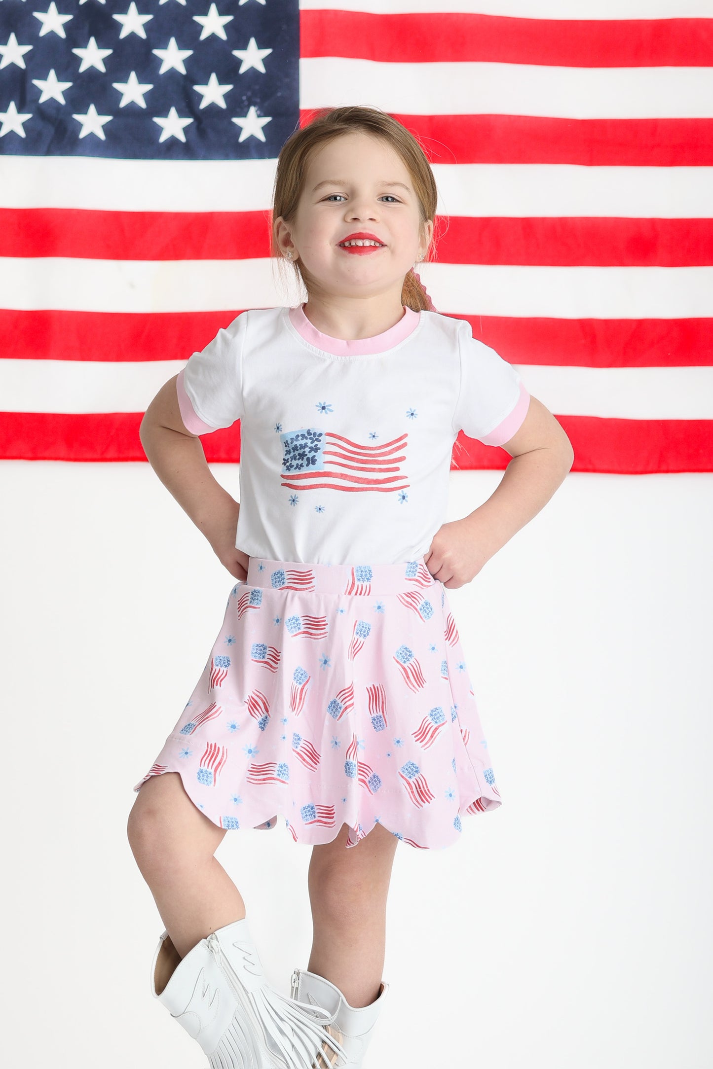 Red, White, and Bloom Skort- Athleisure (RTS)