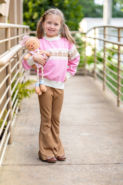 Brown Ribbed Flare Leggings (Preorder)