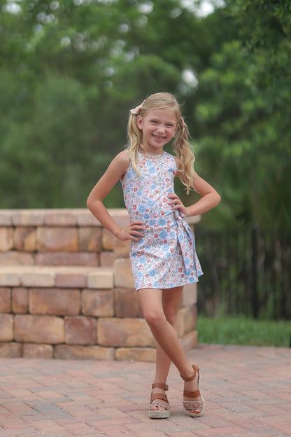 Dusty Blue Floral Skort (Preorder)
