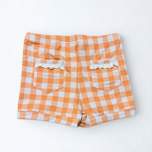 Pick n' Play Shorts- Orange Gingham (RTS)