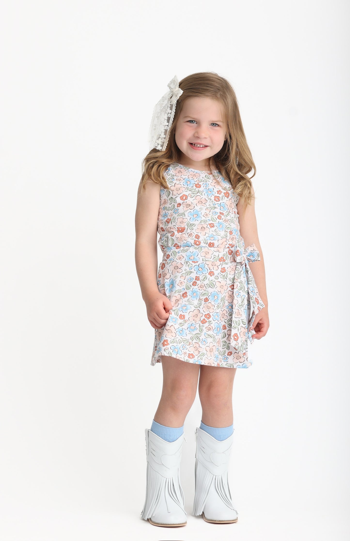 Dusty Blue Floral Skort (Preorder)