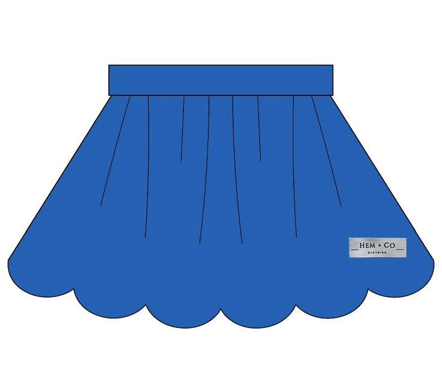 Blue Scalloped Skort- Athleisure (RTS)
