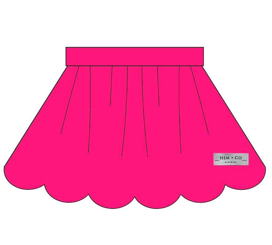 Pink Scalloped Skort- Athleisure (RTS)