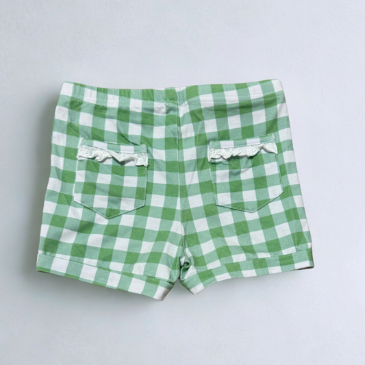 Pick n' Play Shorts- Green Gingham (RTS)