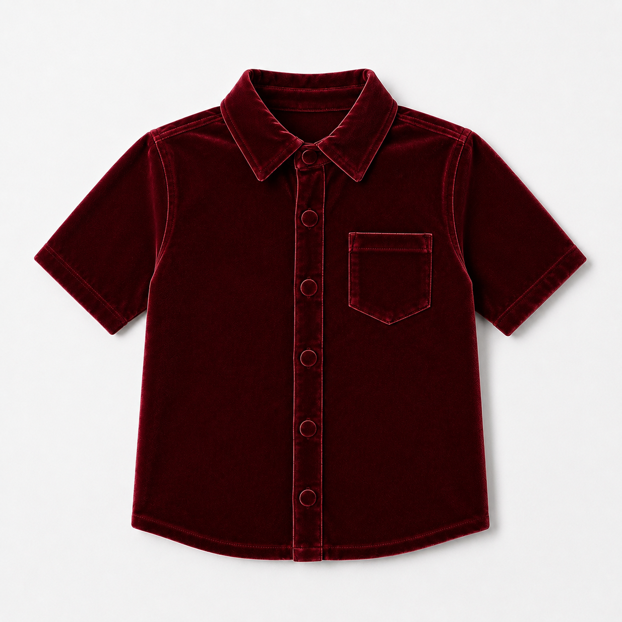 Velvet Button-up Shirt- Crimson (Preorder)