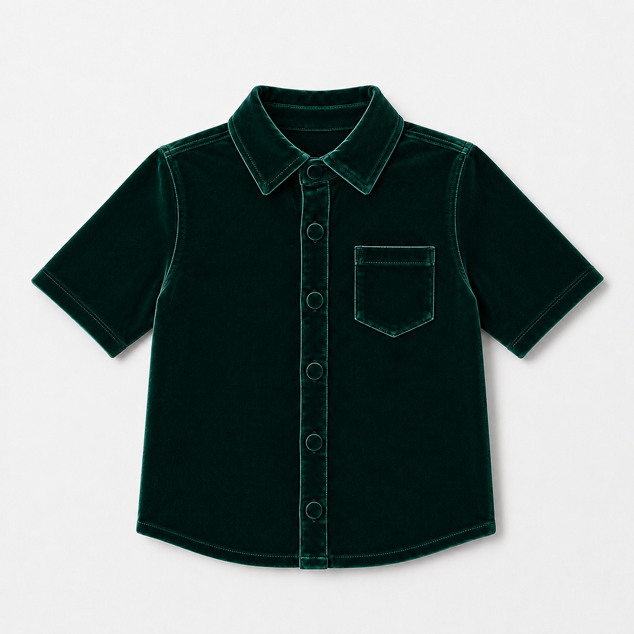 Velvet Button-up Shirt- Evergreen (Preorder)