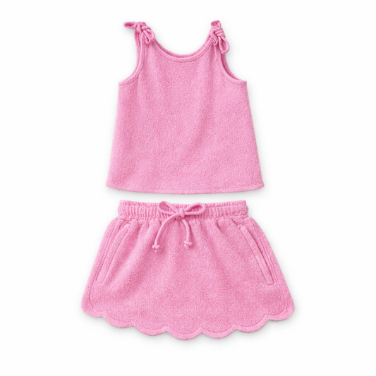 Terry Cloth Swim Cover Set- Pink (RTS)